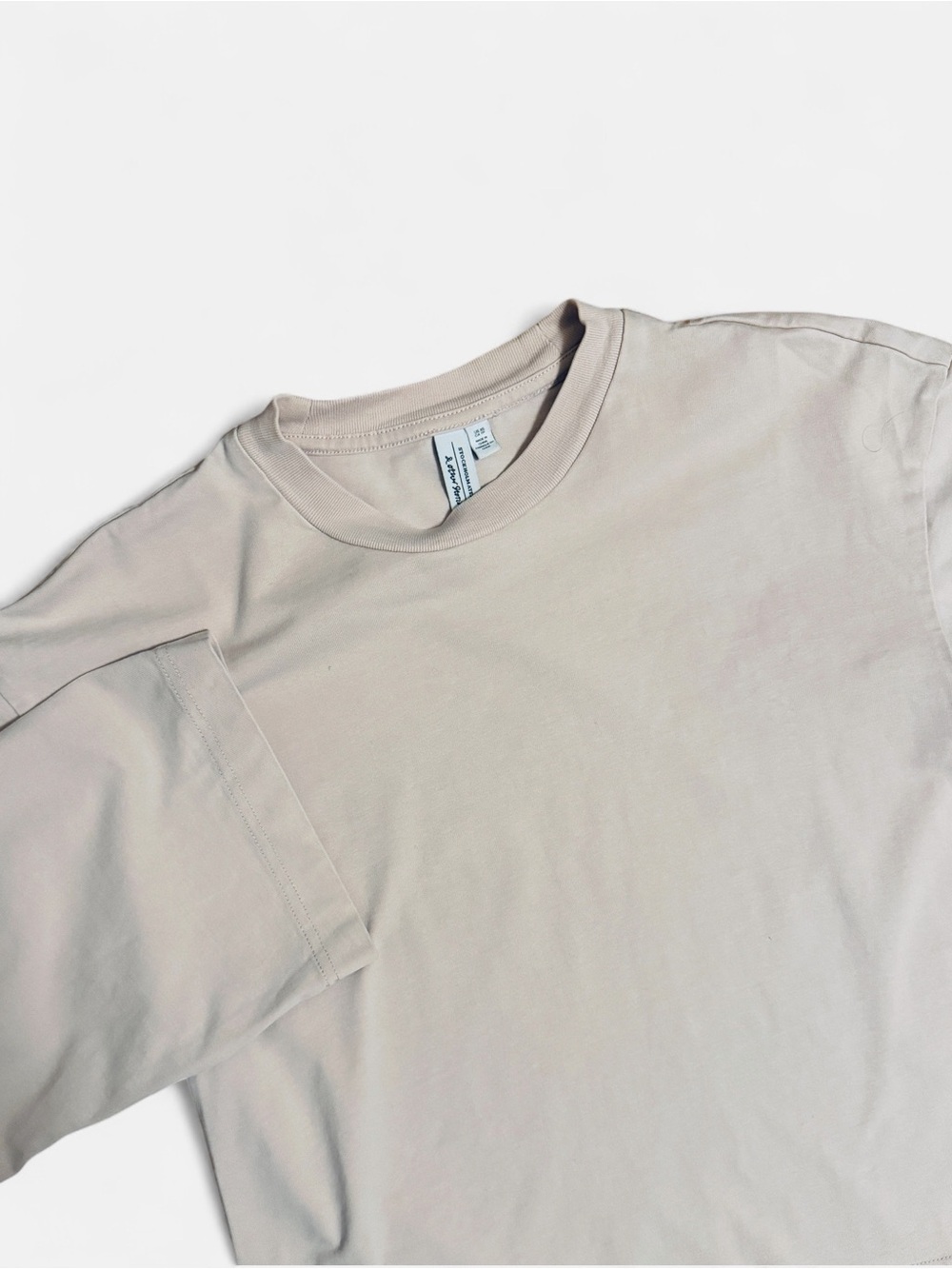 & Other Stories XS Cement Round-Cut Neckline Boxy Long Sleeve Jersey Top